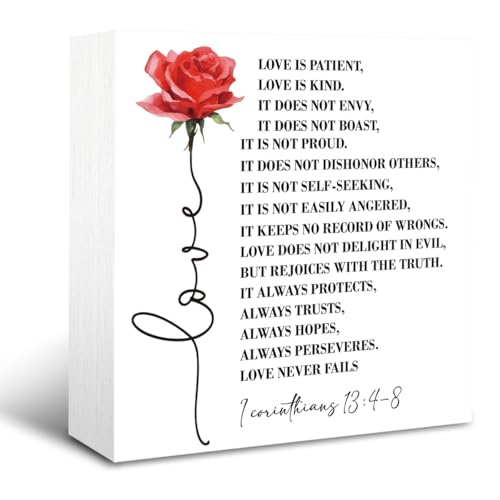 Christian Wood Sign, Rustic Box Sign Decor Tabletop, Inspirational Desk