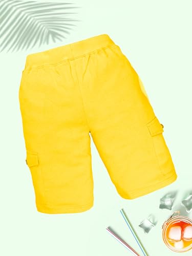 Image of KiddoPanti Boys Knit Solid Cargo Shorts | 100% Cotton | Comfortable Rib Waistband | 2 Front Pockets & 2 Cargo Pockets | Sport Bermuda Half Pant for Boys