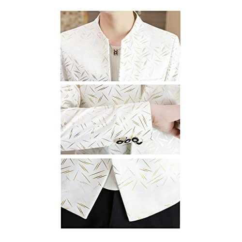 Dawwoti Blazer masculino simples trespassado slim fit terno jaqueta 3 botões gola alta chique casaco