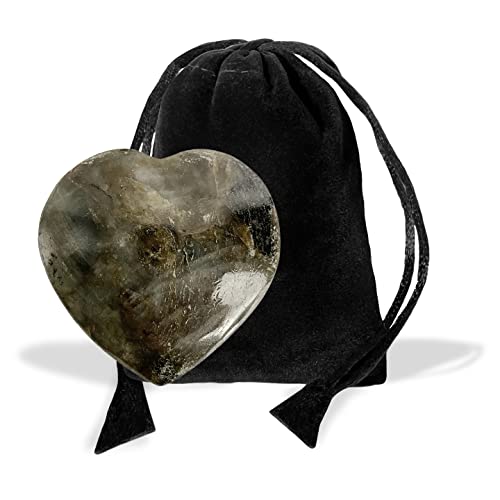 General Gemstone Heart 1.75 Inch with Black Pouch (Labradorite)