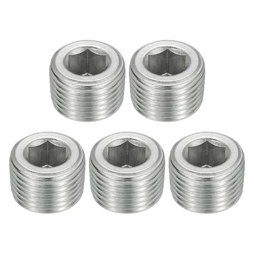 Tapones de tubería NPT de 1/2 con rosca macho y cabeza hexagonal interna en acero inoxidable 2