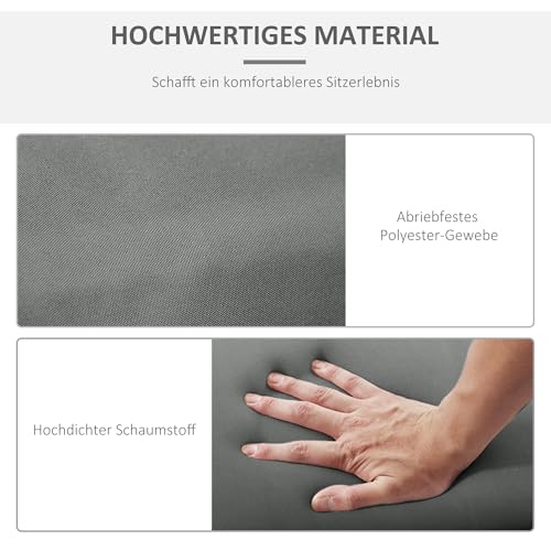 Outsunny 2er Set Auflage für Sonnenliege, Flammhemmend Liegenauflage mit Bänder für Gartenliege 8cm dick Polsterauflage Liegestuhl Kissen für Gartenmöbel, Deckchair 196x55x8 cm Dunkelgrau NUR Kissen