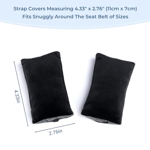 Image of COOLBEBE Car Seat Straps Shoulder Pads for Baby Kids, Super Soft Seat Belt Covers for All Car Seats /Pushchair /Stroller /High Chair (Black /Grey)