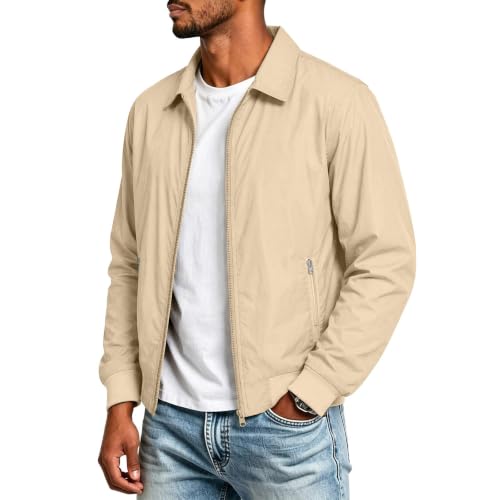 Windbreaker Jackets for Men Collared Full Zip Bomber Coat Pockets - image 3