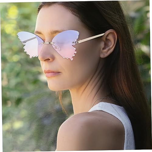 BESPORTBLE 1pair Rimless Butterflies Shaped Sunglasses for Parties Fashionable Decorative Eyeglasses for Men Women Material Unique Costume Accessory Stylish Shades4