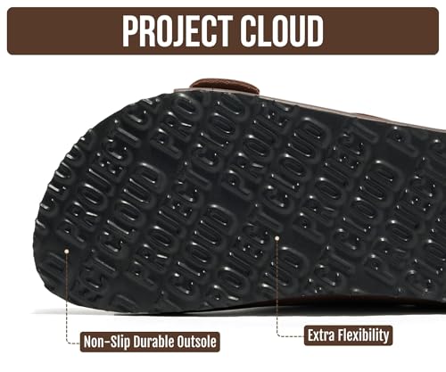 Image of Project Cloud 100% Genuine Leather Footbed Sandals for Women 2026 Comfortable Beach Essentials Womens Sandals Memory Foam Vacation Essentials Slides for Women Footwear (Santorini)