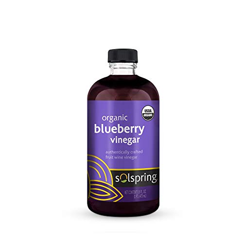Dr. Mercola Solspring Organic Blueberry Vinegar, 1 Bottle (16 Fl. Oz.), Tart, Full-Bodied Flavor, non GMO, Soy Free, Gluten Free, USDA Organic