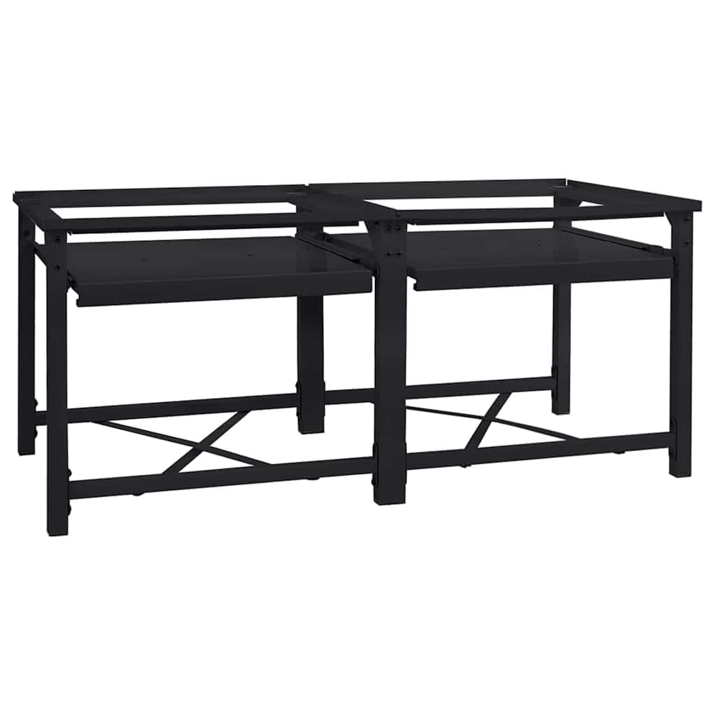 vidaXL Socle pour Machine à Laver 2 pcs Noir 120 x 56 x 52 cm Acier, Support de Machine à Laver Moderne, Ergonomique, rehausseur pour appareils, Accessoire Pratique de Nettoyage
