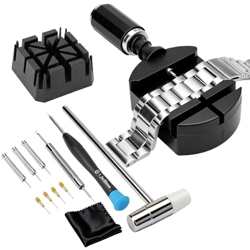 Fogbush Watch Link Removal KitWatch Strap Removal Tool for Chain Adjustment Bracelet Chain Pin Remover Include Adjuster Repair Watch Link Pin Remover Hammer Punch Pins
