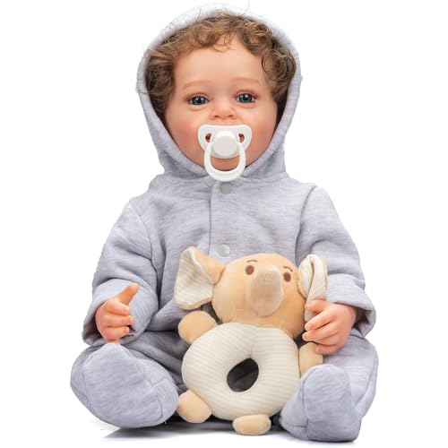 YIHANGG 55CM Junge Reborn Kleinkind Puppe Ganzkörper Soft Silikon Reborn Baby Puppe 22Zoll Wasserdicht Echte Berührung Neugeborene Puppe Geburtstag Geschenke Kinder Spielkameraden Bad – Bild 8