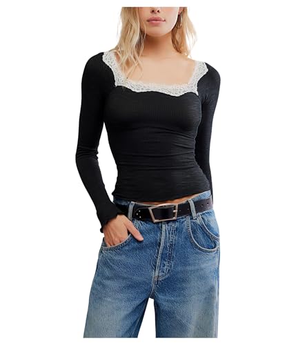 Free People Women's Oh My Darling Long Sleeve, Black Combo