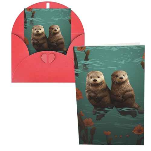 QMNSEHF Otters in Love O[eBOJ[h t Thank YouCard Happy BirthdayJ[h fB[X Y NX}X nEB   m[gJ[h @ O[eBOJ[h 4x6