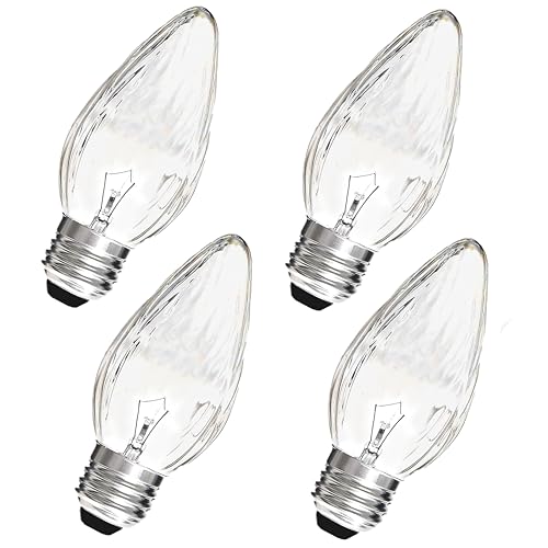F15 40W Incandescent Light Bulbs, Daylight White 5000K,ge Light Bulbs 40 watt,Dimmable,E26 Medium Base,Vintage Wrinkle Glass Cover,4 Pack