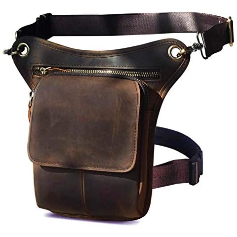 Le'aokuu Herren Echtes Leder Tasche Beinbeutel Beintasche Außenbeintasche Hüfttasche Drop Leg Thigh Bag Outdoors Messenger Bag 211-1 Cover