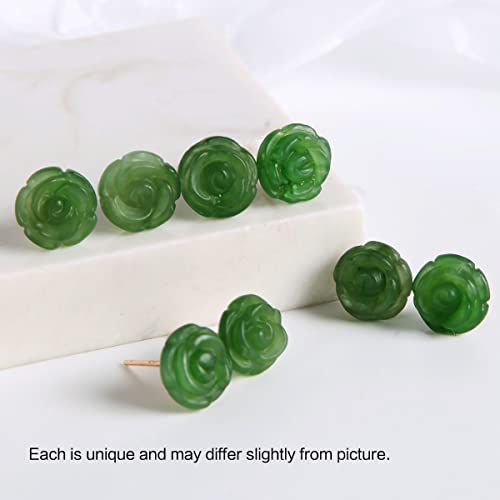 Natural green jade stud 925 sterling silver earrings for Women Owl real hetian jade critters 925 sterling silver earrings 18K gold plated Birthday Jewelry2