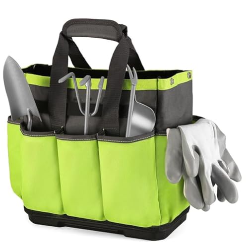 YGBWAOV Bolsa para Herramientas de Jardín con 8 Bolsillos, de Tela Oxford de Gran Capacidad, para Guardar Herramientas de Poda y Deshierbe.