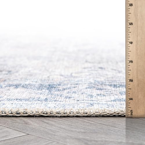 Rugshop Ocean/Blue Transitional Vintage Bordered Runner Rug — Machine Washable, 2'6"x10' for Hallway, Entryway and Kitchen