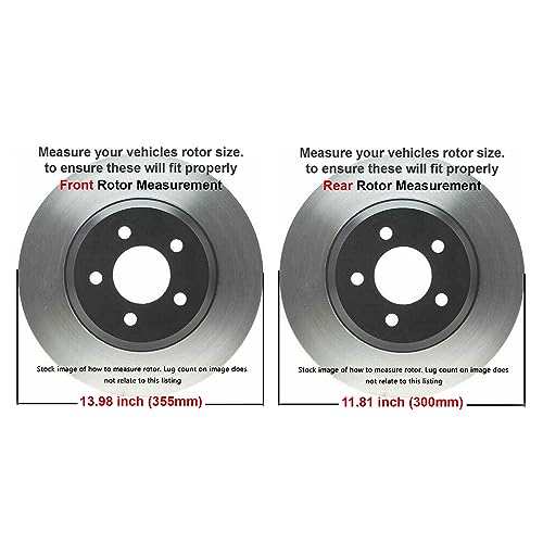 Image of Detroit Axle - Brake Kit for 2011 2012 2013 2014 Ford Mustang Drilled & Slotted Disc Brake Rotors Ceramic Brakes Pads Replacement : 13.98 inch inch Front and 11.81 inch inch Rear Rotors