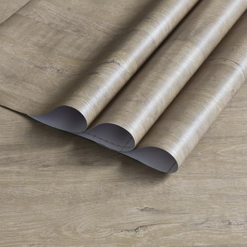 48x197inch Extra Wide Grey Wood Peel and Stick Wallpaper Oak Contact Paper Light Wood Grain Vinyl Wrap Air Guide Slot Design Matte Thickened Waterproof Adhesive Wallpaper Natural Wood Wall Sticker