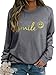 Dresswel Damen Sweatshirt Smile Brief Drucken Pullover Lustiges Lächelndes Rundhals Langarmshirt Baumwolle Pulli Herbst Winter Casual Oberteile Langarm Tops(Grau, 2XL)