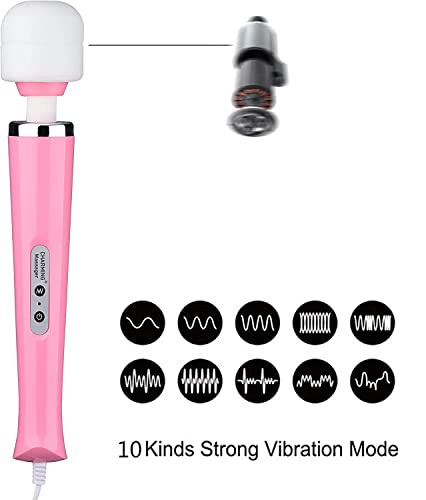 Image of CHARMING Wired Powerful Handheld Back Massager with Strong Vibrations, Personal 10 Speeds Therapy Massager for Sports Recovery, Muscle Aches, Body Pain (Pink)