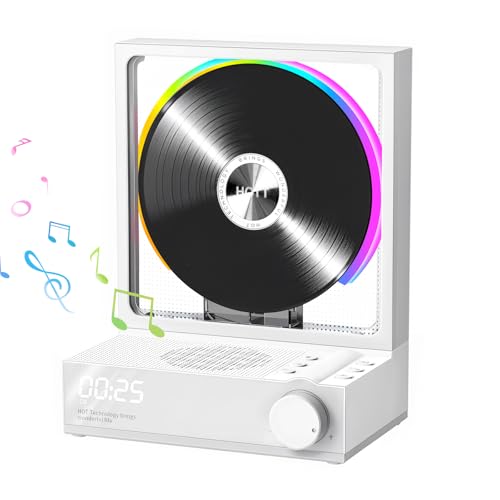 MANAYO Bluetooth CD Player Portable, Small CD Players for Home, Portable CD Player with Speakers, RGB Color Light, Timer, Optical Audio Output Jack Multifunctional Desktop CD Player（White）