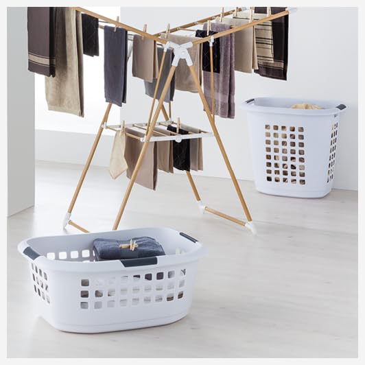 Cesto Pieghevole Per Biancheria 45L Hugger | Grigio E Bianco, Risparmio Spazio - Foto 2