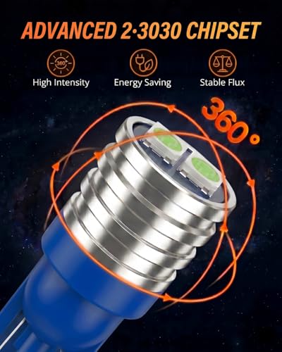 Image of WLJH Ice Blue T10 194 LED Bulb with Twist-Lock Sockets for Dash Cluster | 3030 SMD, 200lm, Dimmable, PC194 PC168 PC195, License Plate, Trunk, Side Marker, Parking Instrument Light, 6-Pack