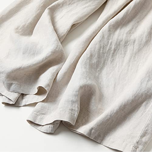 Perbai Women's Wide Leg Pants Elastic Waist Linen Casual Palazzo Trousers Culottes3