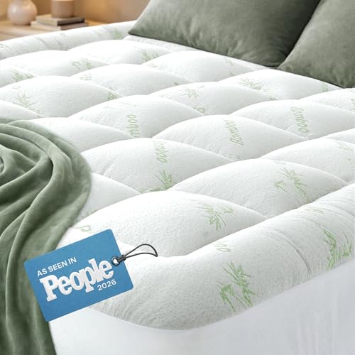 Niagara Ultra Soft King Size Mattress Topper - Viscose Made from Bamboo Pillow Top Mattress Pad for Back Pain Relief - Naturally Cooling for Hot Sleepers, Green