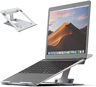 NOVOO Laptop Stand, 2 in 1 Portable Aluminum Cooling Computer Stand, 4 Angles Ergonomic Adjustable Foldable Lapdesk Wide Compatible(10-17 inches) with MacBook, Air, Pro, Dell XPS, Samsung, Alienware