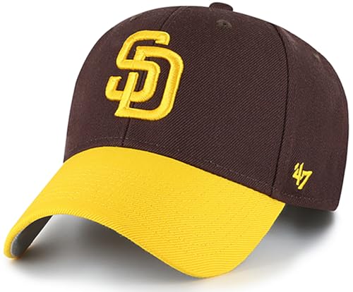 47 Brand MLB Two Tone Primary Logo MVP Adjustable Structure Baseball Cap Hat, Adult One Size Fits All (US, Alpha, One Size, San Diego Padres, San Diego Padres)