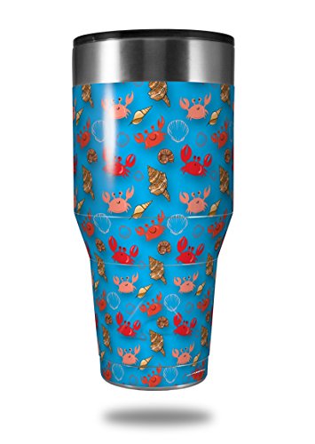 Skin Decal Wrap for Walmart Ozark Trail Tumblers 40oz Crabs and Shells Blue