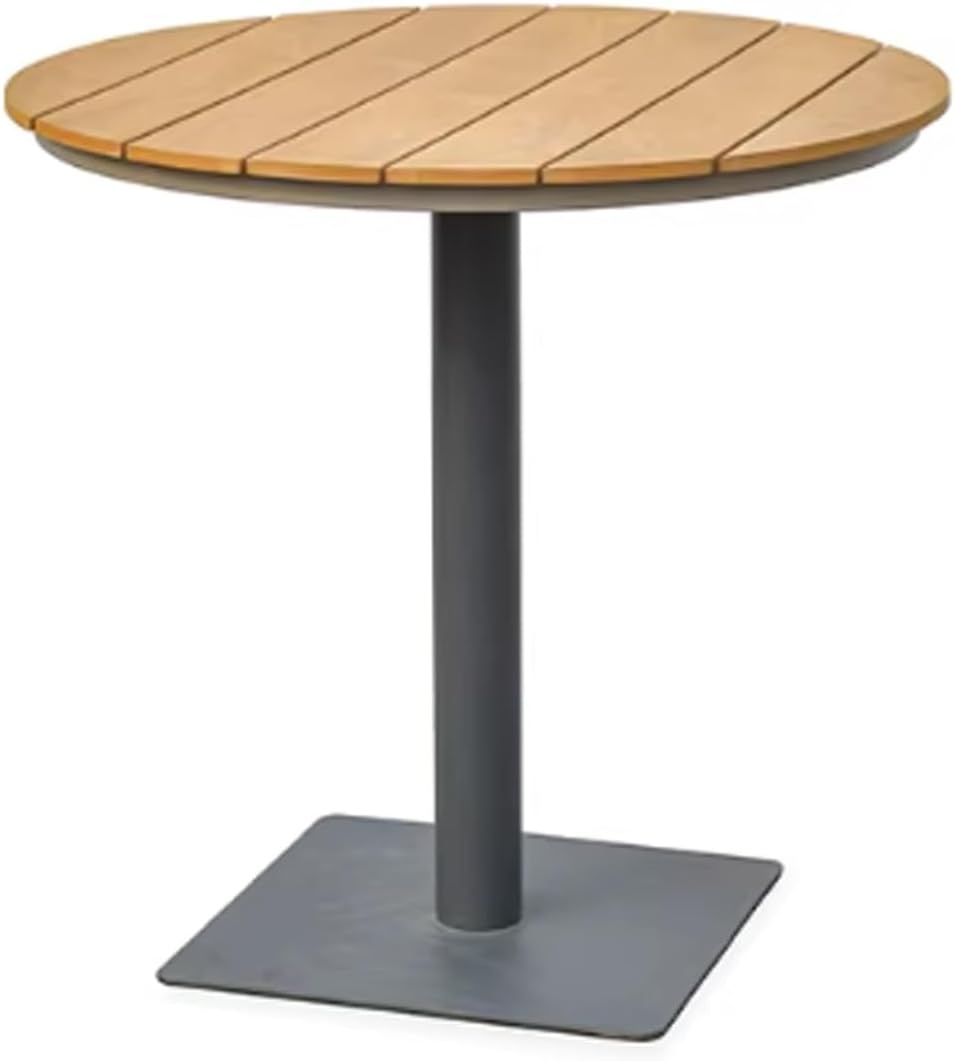 Outdoor Patio Dining Set Furniture with Chairs and Teak Wood Tabletop Square Table for Deck Garden Backyard Lawn Poolside(O)