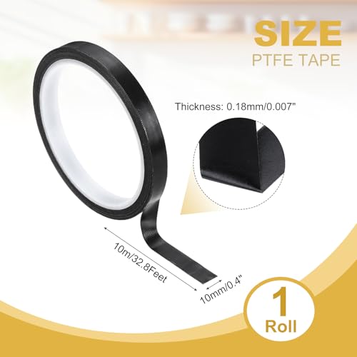 Image of PATIKIL High Temperature PTFE Tape 3 /8 Inch x 33 Feet, PTFE Coated Fiberglass Adhesive Tape for Vacuum Sealer Machines Hand-Impulse Sealers Insulation, Black
