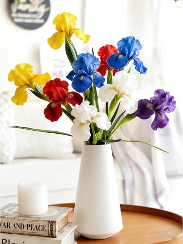 Iris artificiels bleus en soie | Lot de 4 fleurs pour compositions - 6