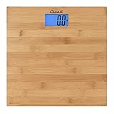 Escali Bamboo Digital Electronic Bathroom Scale for Body Weight, Bath Scale with Extra-High Capacity of 440 lb, Batteries Included