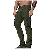 Banbry Cargohose Unterhosen Männer Cargo Pants Anzug Hosen Downhill Hose Herren Outdoorhose Herren Cargo Hose Hosenträger Herren Schwarz Weiße Leinenhose Herren(Armeegrün,34)