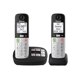 Panasonic Cordless Phone, Easy to Use with Large Display and Big Buttons, Flashing Favorites Key, Built in Flashlight, Call Block, Volume Boost, Talking Caller ID, 2 Cordless Handsets – KX-TGU432B