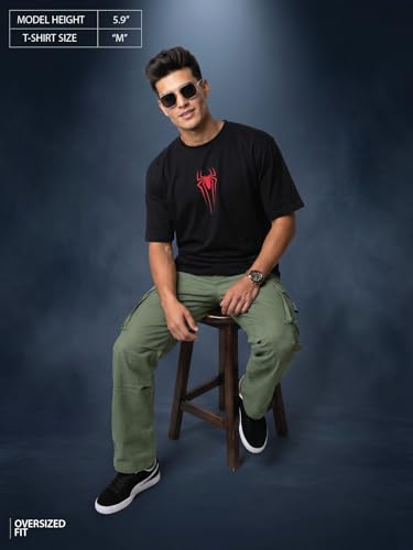 Image of Veirdo Men Spider-Man Printed Oversized T-Shirt