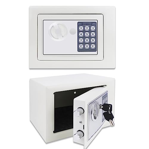 AYCDL Caja Fuerte, Pequeña Caja De Efectivo con Cerradura De Combinación, Caja De Carga Frontal, Hucha De Metal con Tapete para Caja De Seguridad/Negra/16L,White-4.6L