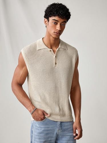 Men's Slim Fit Sweater Solid Color Knit Sleeveless Vest3