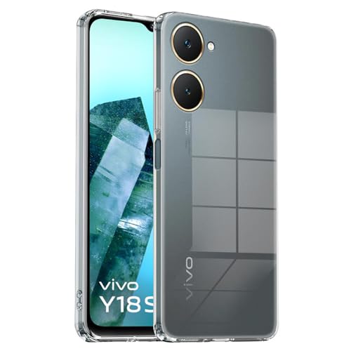 Image of Amazon Brand - Solimo Mobile Cover for Vivo Y18 4G / Y18e 4G / Y03 4G / T3 Lite 5G / Z9 Lite 5G (Soft & Shockproof Back Case with inbuilt Cushioned Edges), Transparent
