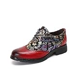 Bunte Oxford Schuhe CrazycatZ Damen Leder Oxford Schuhe Perforierte Schnürspitze Bunte Leder Vintage Bunte Schuhe (Red B, eu_Footwear_Size_System, Adult, Women, Numeric, medium, Numeric_40)