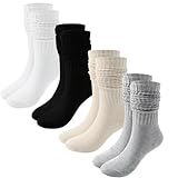 Rbleote Slouch Socken Damen Winter Dicke Warme,4 Paar Baumwolle Weiche Strick...