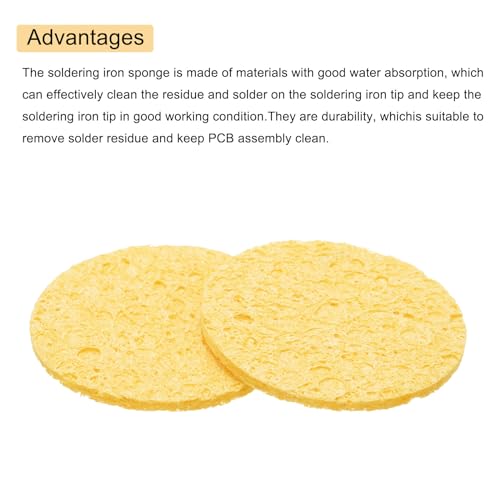 Image of MECCANIXITY 15PCS Soldering Sponge 50mm Round Deep Yellow Cleaning Pad Welding Tip Iron Replacement for Cleaning Soldering Iron 2mm Natural Thickness 11mm Water Absorption Thickness