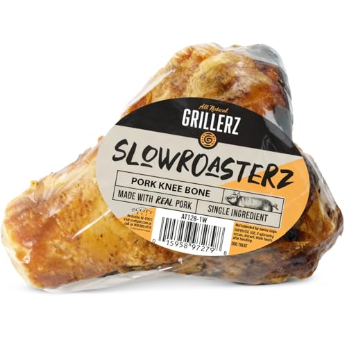 Grillerz Pork Knee Bone, 1 Count, Rawhide Free, All Natural Treat for...