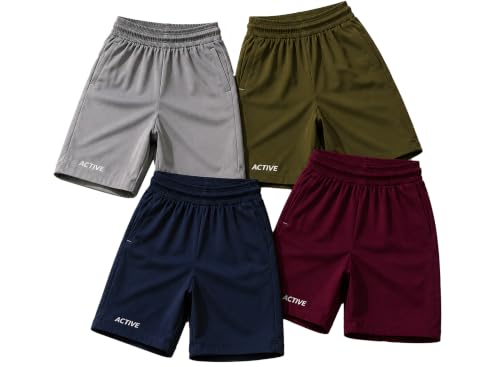 Image of AUSK Men's Running Gym Workout Sports Shorts with Elastic Waistband Side Pockets Quick Dry Breathable Activewear Shorts for Men Combo Pack of 4