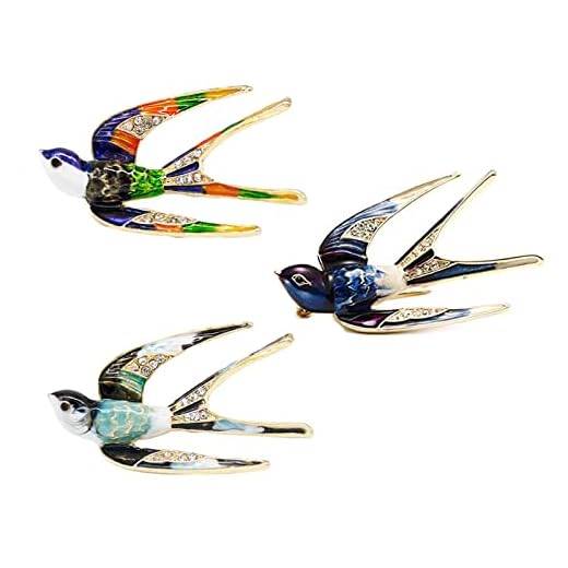 Hoshisea 3 Piezas Broche Golondrina, Broche Cristal Golondrina, Broche Colorido con Forma Animal, Adecuado para Fiestas, Decoración Vestidos, Vestidos, Camisas, Chaquetas, Bufandas (3 Colores)