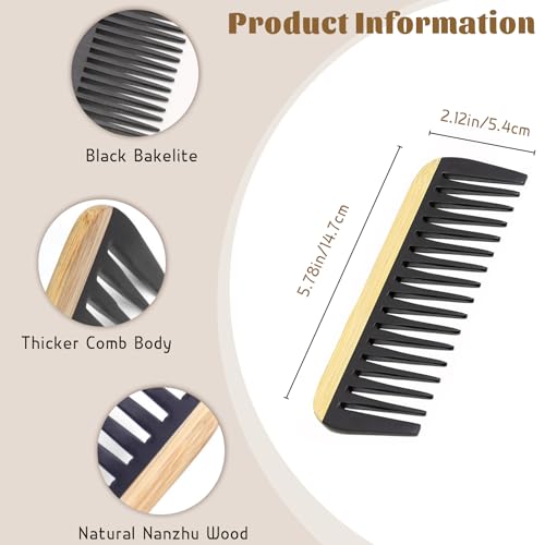 Peine de dientes anchos de bambú para cabello rizado y grueso miniatura 6
